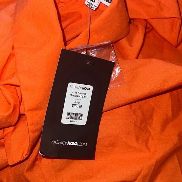 ✨Fashion Nova True Friends Oversized Sz Medium Shirt - Orange✨ - Picture 10 of 11